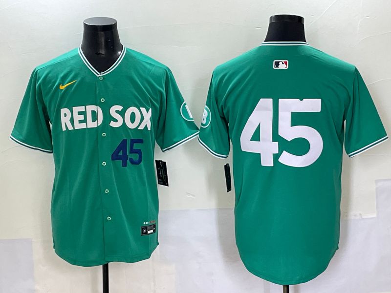 Men 2025 Boston Red Sox 45 No Name Dark Green Joint Name Nike MLB Jersey style 4